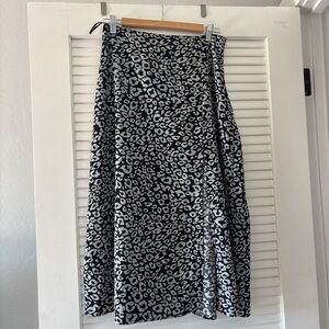 SHEIN Black and Gray Leopard Midi Skirt